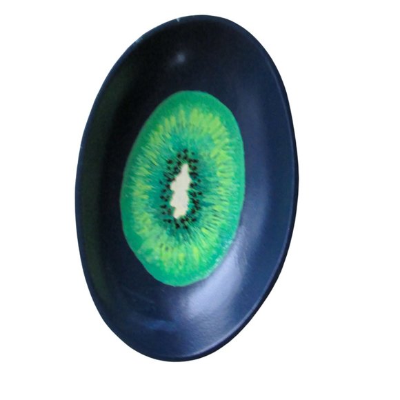 Hand Painted Navy Kiwi Ring Dish - Picture 1 of 3